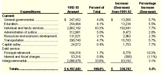 FY 93 Expenditure Summary Table