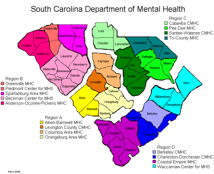 South Carolina Scdmh County Map